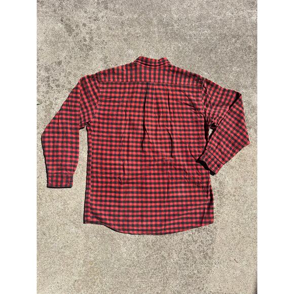 Vtg Land's End Shirt Men Size Large Red Plaid Cotton Long Sleeve Button Down - Picture 4 of 4